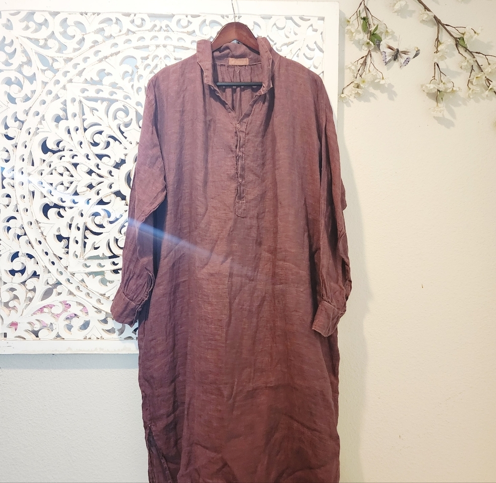 CP SHADES LINI TWILL MULBERRY SHIRTDRESS FRONT BUTTON LONG SLEEVE - Picture 12 of 13